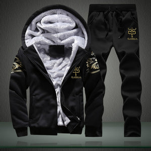 LBL Fleece Winter Tracksuit Men Set Streetwear Mens Hoodie Sets Camouflage Thick Hooded Jacket Male Patchwork Moleton Masculino