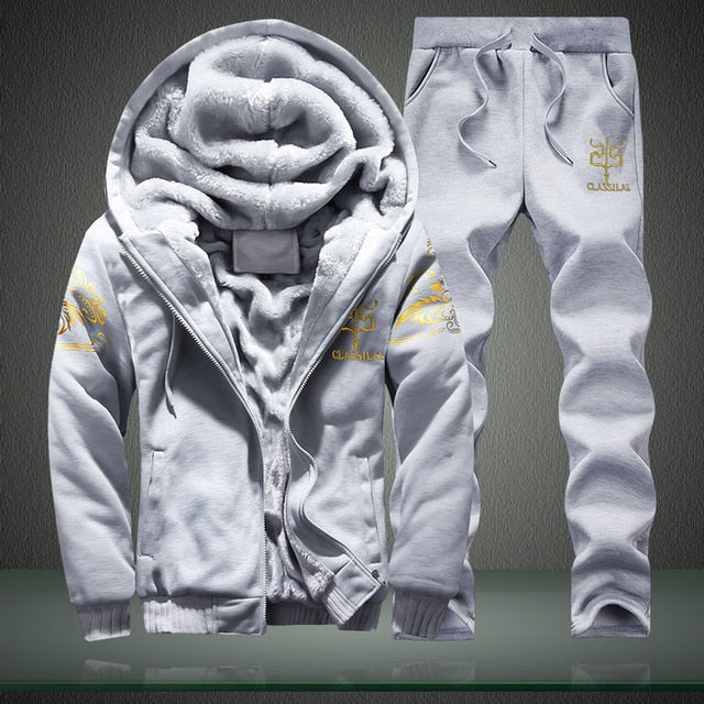 LBL Fleece Winter Tracksuit Men Set Streetwear Mens Hoodie Sets Camouflage Thick Hooded Jacket Male Patchwork Moleton Masculino