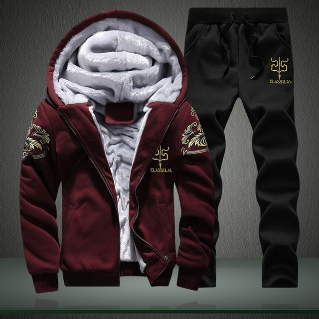 LBL Fleece Winter Tracksuit Men Set Streetwear Mens Hoodie Sets Camouflage Thick Hooded Jacket Male Patchwork Moleton Masculino