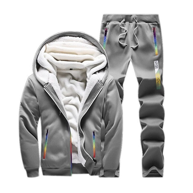 LBL Fleece Winter Tracksuit Men Set Streetwear Mens Hoodie Sets Camouflage Thick Hooded Jacket Male Patchwork Moleton Masculino