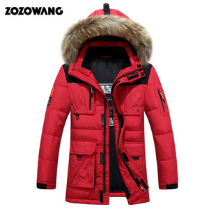-40 degree cold resistant Russia winter jacket men top quality genuine fur collar thick warm white duck down men's winter coat