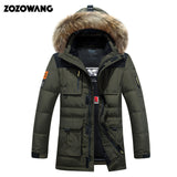 -40 degree cold resistant Russia winter jacket men top quality genuine fur collar thick warm white duck down men's winter coat