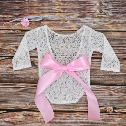 2019 Summer arrival Newborn Baby Girls Lace Romper bow Cloth Hair Band New Set Photography Prop Cute Bowknot Backless Romper