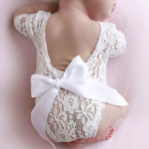 2019 Summer arrival Newborn Baby Girls Lace Romper bow Cloth Hair Band New Set Photography Prop Cute Bowknot Backless Romper