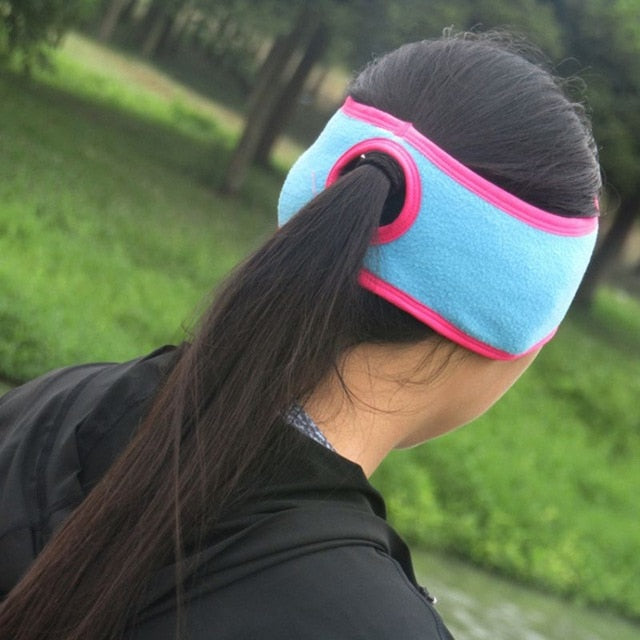 Sport Headband Unisex Earmuff Thermal Folding Fluffy Ponytail Hair Band Ear Warmer Outdoor Cycling Sportswear 25x9.5cm Zi
