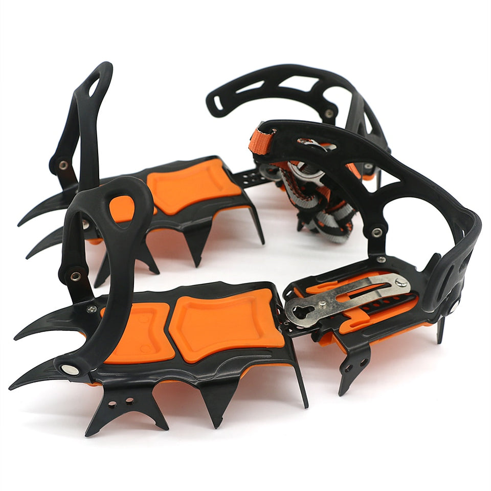 14 Teeth Crampons Manganese Steel Climbing Gear Snow Ice Anti-Skid Climbing Shoe Grippers Crampon Traction Device Mountaineering