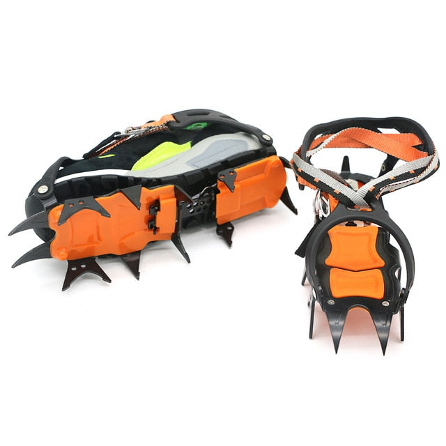 14 Teeth Crampons Manganese Steel Climbing Gear Snow Ice Anti-Skid Climbing Shoe Grippers Crampon Traction Device Mountaineering