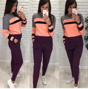 Turtleneck Pullover Sweatshirts Knit Pants Suit Two Piece Sets Women Autumn Winter Warm Knitted Tracksuit Sporting Suit Female