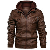 New Autumn Winter Motorcycle Leather Jacket Men Windbreaker Hooded PU Jackets Male Outwear Warm PU Baseball Jackets Size S-4XL