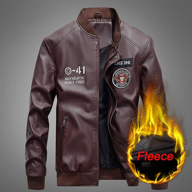 New Autumn Winter Motorcycle Leather Jacket Men Windbreaker Hooded PU Jackets Male Outwear Warm PU Baseball Jackets Size S-4XL
