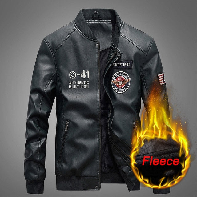 New Autumn Winter Motorcycle Leather Jacket Men Windbreaker Hooded PU Jackets Male Outwear Warm PU Baseball Jackets Size S-4XL