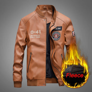 New Autumn Winter Motorcycle Leather Jacket Men Windbreaker Hooded PU Jackets Male Outwear Warm PU Baseball Jackets Size S-4XL
